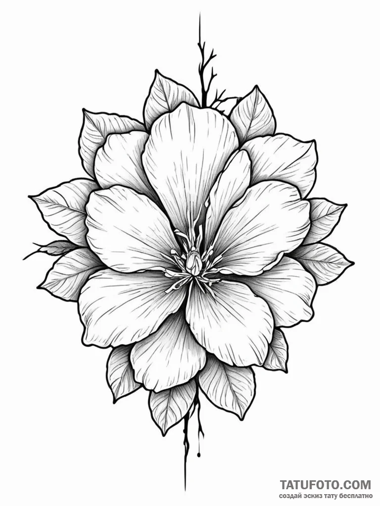 Tattoo sketch, desert rose data bloom, a resi... - эскиз тату (№1752456596_0, 14.07.2025 01:29) — Tatufoto.com