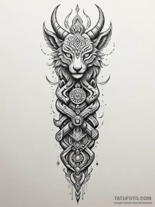 Tattoo sketch, holographic beast totem, a tri... - эскиз тату (№1752456930_0, 14.07.2025 01:35) — Tatufoto.com