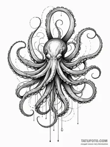 Tattoo sketch, oceanic octopodes, data tentac... - эскиз тату (№1752457016_0, 14.07.2025 01:36) — Tatufoto.com