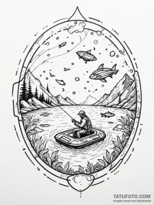 Tattoo sketch, future fisherman, a lone fishe... - эскиз тату (№1752457351_0, 14.07.2025 01:42) — Tatufoto.com