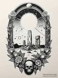 Tattoo sketch, distant echoes of megaliths, s... - эскиз тату (№1752457435_0, 14.07.2025 01:43) — Tatufoto.com