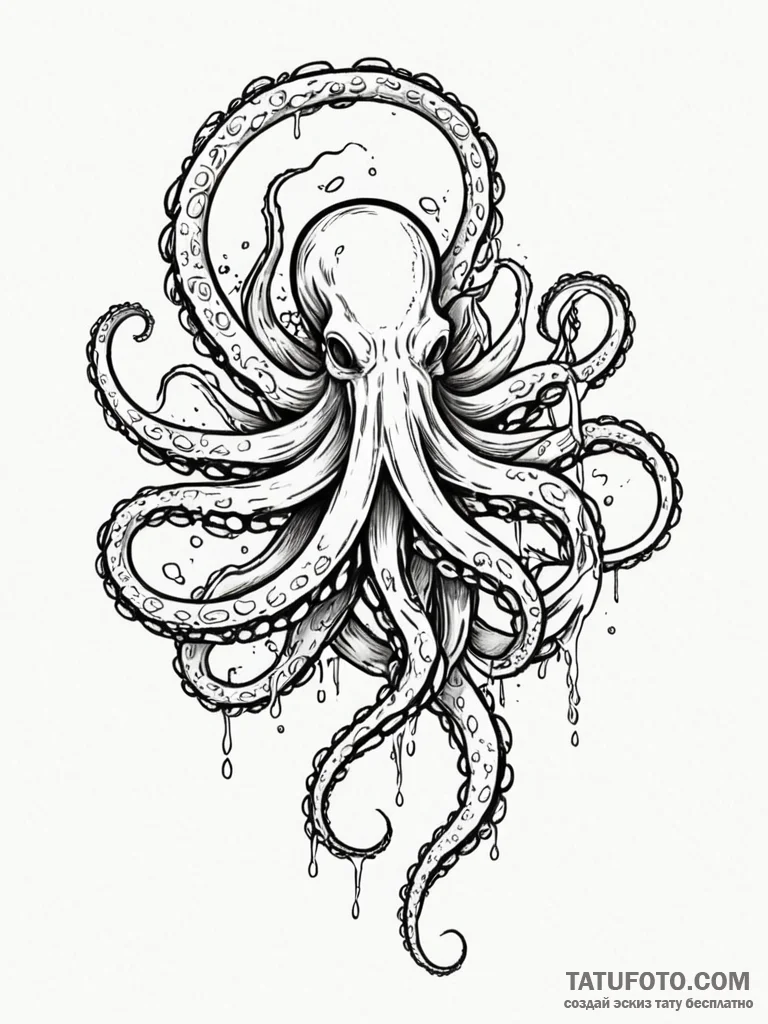 Tattoo sketch, octopus tentacle, cybernetic g... - эскиз тату (№1752457939_0, 14.07.2025 01:52) — Tatufoto.com