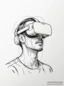 Tattoo sketch, immersive vr headset, real wor... - эскиз тату (№1752458024_0, 14.07.2025 01:53) — Tatufoto.com