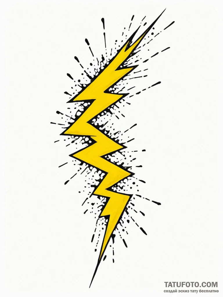 Tattoo sketch, yellow lightning, data strike,... - эскиз тату (№1752458607_0, 14.07.2025 02:03) — Tatufoto.com
