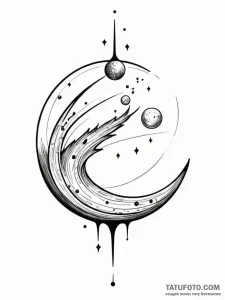 Tattoo sketch, captive comet: a small, brilli... - эскиз тату (№1752458690_0, 14.07.2025 02:04) — Tatufoto.com