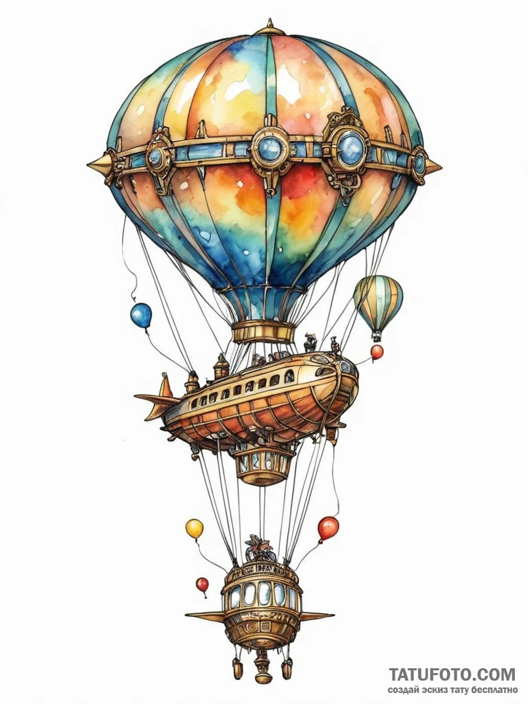 Tattoo sketch, zeppelin of zestful dreams, a... - эскиз тату (№1752458941_0, 14.07.2025 02:09) — Tatufoto.com
