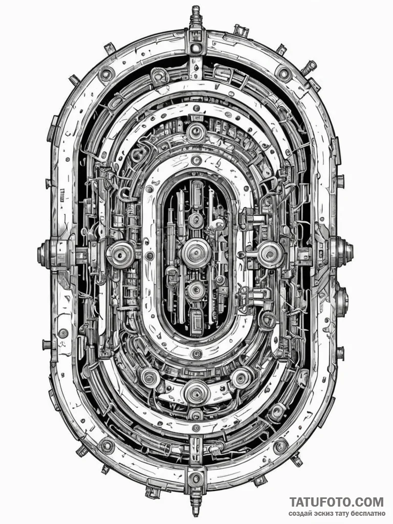 Tattoo sketch, locked vault of digital secret... - эскиз тату (№1752459361_0, 14.07.2025 02:16) — Tatufoto.com