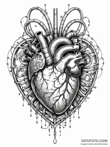 Tattoo sketch, radiant reactor heart, a styli... - эскиз тату (№1752459446_0, 14.07.2025 02:17) — Tatufoto.com