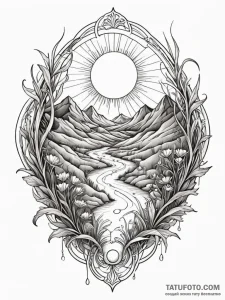 Tattoo sketch, xeriscape, data irrigation, a... - эскиз тату (№1752459614_0, 14.07.2025 02:20) — Tatufoto.com
