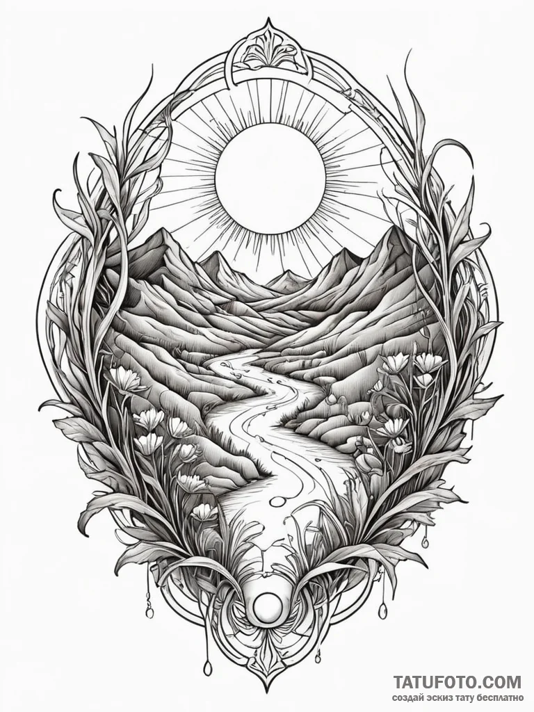 Tattoo sketch, xeriscape, data irrigation, a... - эскиз тату (№1752459614_0, 14.07.2025 02:20) — Tatufoto.com
