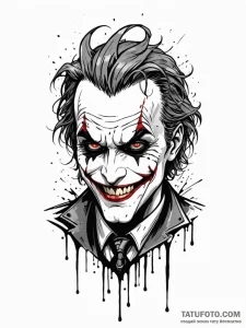 Tattoo sketch, joker card, cyberpunk grin, a... - эскиз тату (№1752460033_0, 14.07.2025 02:27) — Tatufoto.com
