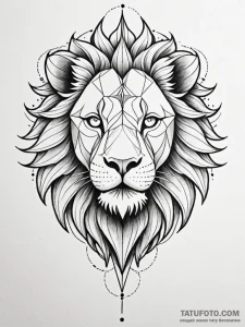 Tattoo sketch, geometric guardian lion, a pow... - эскиз тату (№1752460201_0, 14.07.2025 02:30) — Tatufoto.com