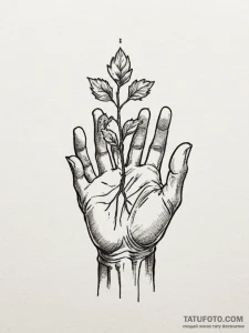 Tattoo sketch, withered hand, glimmer of hope... - эскиз тату (№1752460448_0, 14.07.2025 02:34) — Tatufoto.com