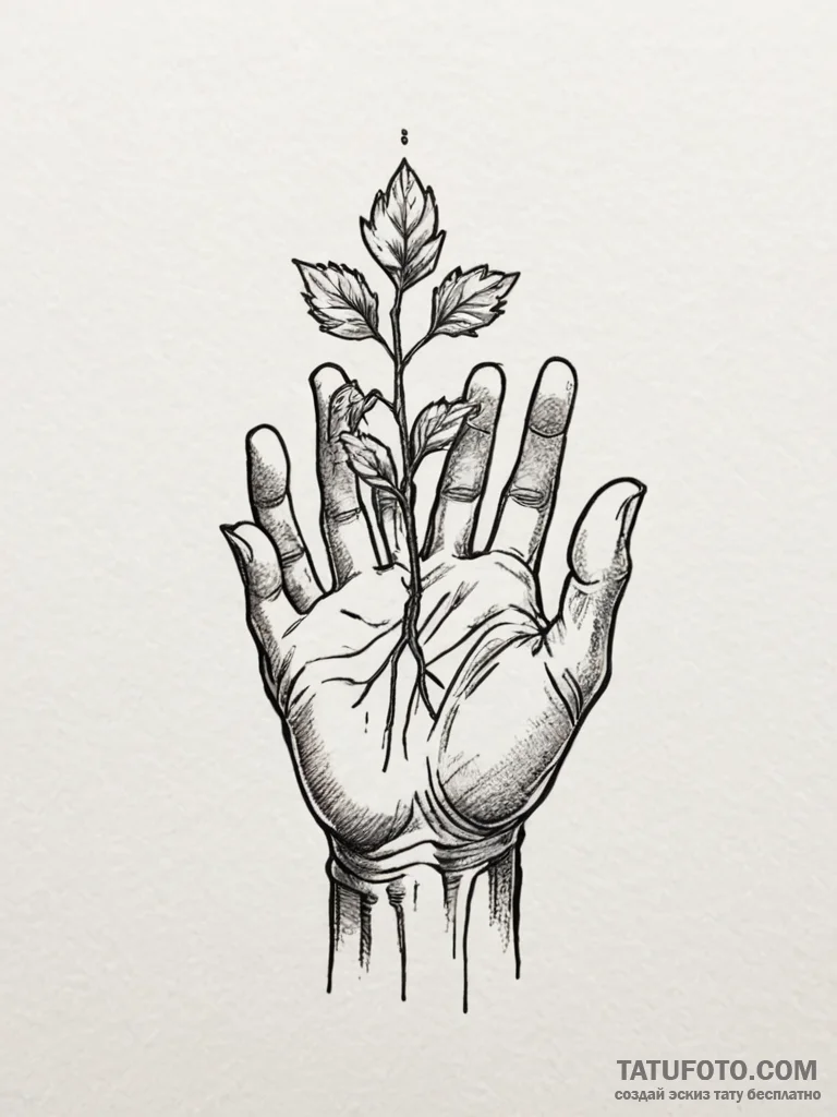 Tattoo sketch, withered hand, glimmer of hope... - эскиз тату (№1752460448_0, 14.07.2025 02:34) — Tatufoto.com