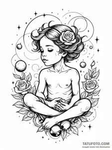 Tattoo sketch, inner child's cosmos, a styliz... - эскиз тату (№1752460699_0, 14.07.2025 02:38) — Tatufoto.com