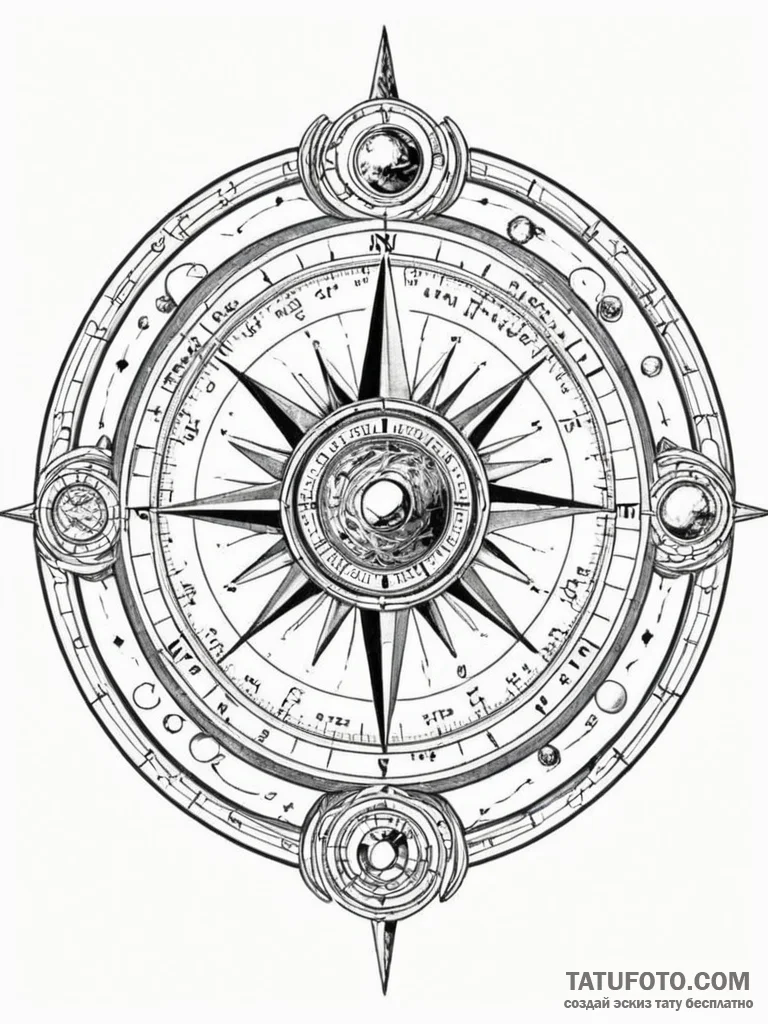Tattoo sketch, x-ray vision compass, an antiq... - эскиз тату (№1752461203_0, 14.07.2025 02:46) — Tatufoto.com
