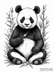 Tattoo sketch, pensive panda, data bamboo, a... - эскиз тату (№1752461454_0, 14.07.2025 02:50) — Tatufoto.com