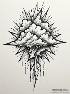 Tattoo sketch, electrifying cloud burst, a st... - эскиз тату (№1752461538_0, 14.07.2025 02:52) — Tatufoto.com