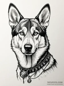 Tattoo sketch, cyborg canine: a loyal dog (e.... - эскиз тату (№1752461791_0, 14.07.2025 02:56) — Tatufoto.com