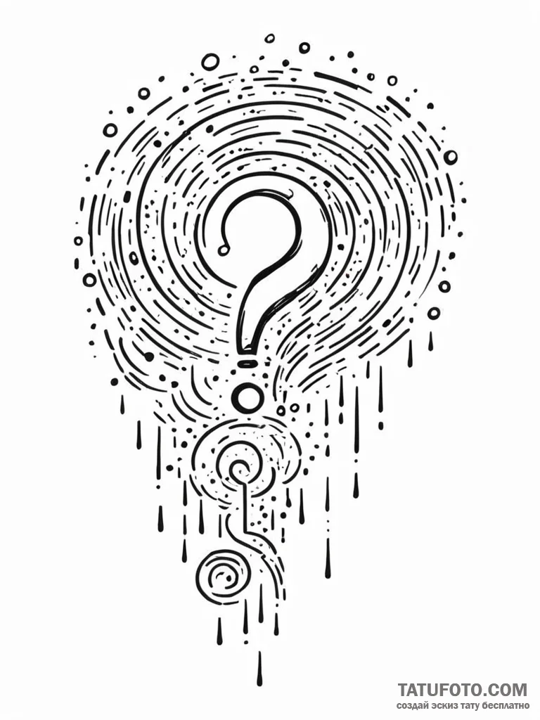 Tattoo sketch, question mark cloud, data rain... - эскиз тату (№1752462127_0, 14.07.2025 03:02) — Tatufoto.com