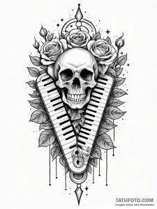 Tattoo sketch, xylophone keys, cosmic melody,... - эскиз тату (№1752462211_0, 14.07.2025 03:03) — Tatufoto.com