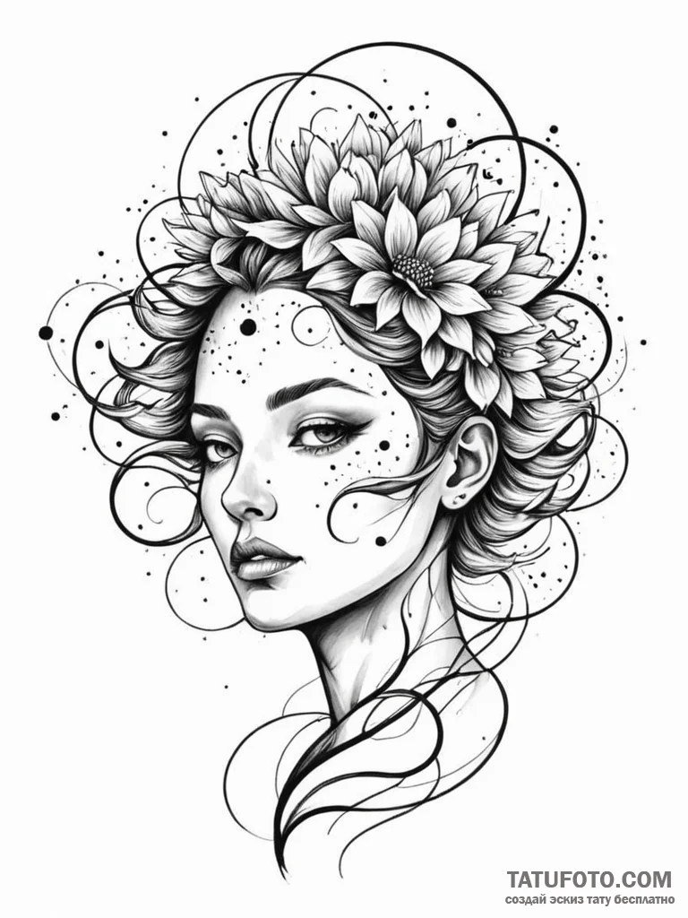 Tattoo sketch, opened mind, cosmic bloom, a s... - эскиз тату (№1752462464_0, 14.07.2025 03:07) — Tatufoto.com