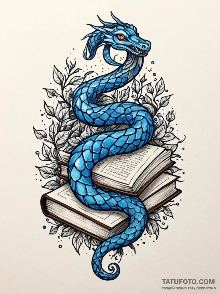 Tattoo sketch, sapphire serpent of secrets, a... - эскиз тату (№1752462547_0, 14.07.2025 03:09) — Tatufoto.com