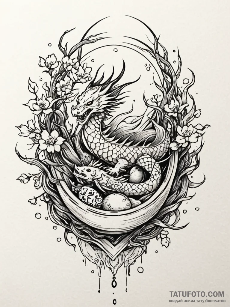 Tattoo sketch, empty nest of innovation, a be... - эскиз тату (№1752462888_0, 14.07.2025 03:14) — Tatufoto.com