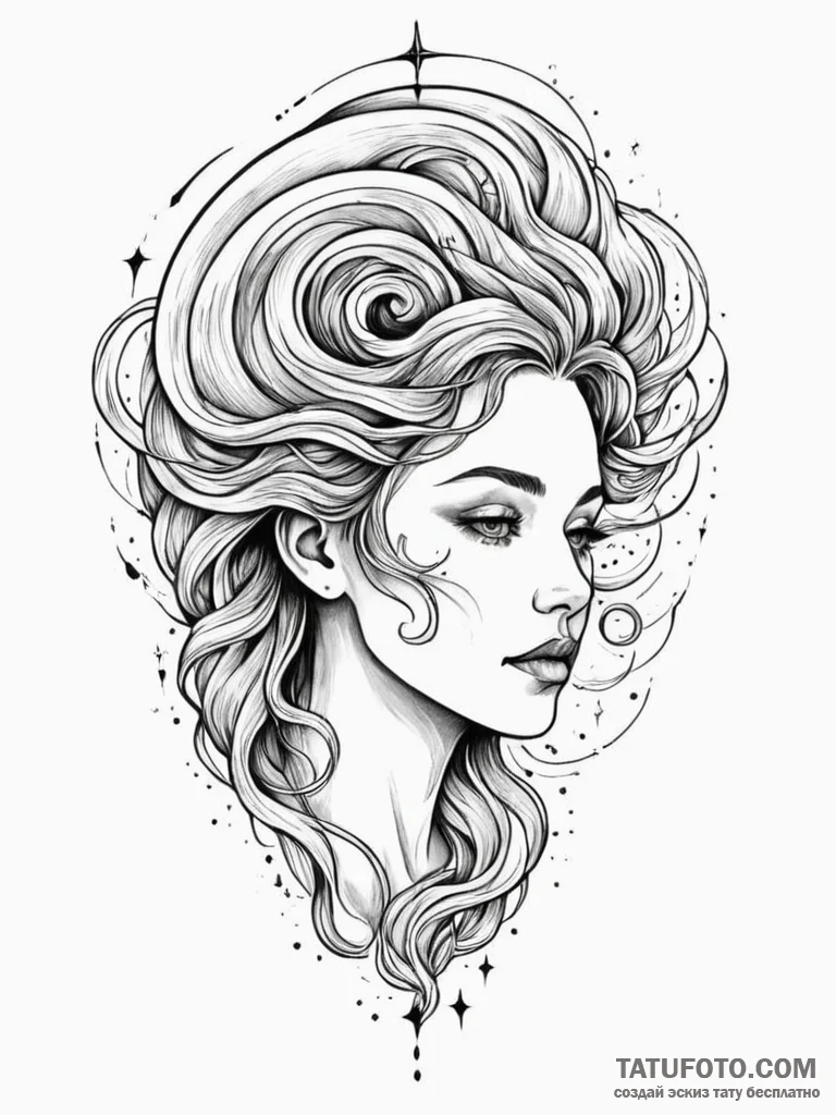 Tattoo sketch, ethereal echo chamber, a styli... - эскиз тату (№1752462973_0, 14.07.2025 03:16) — Tatufoto.com