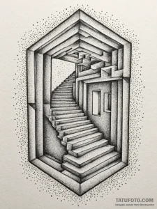 Tattoo sketch, optical illusion maze, geometr... - эскиз тату (№1752463058_0, 14.07.2025 03:17) — Tatufoto.com