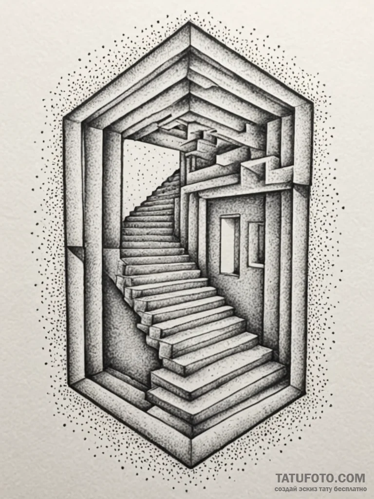 Tattoo sketch, optical illusion maze, geometr... - эскиз тату (№1752463058_0, 14.07.2025 03:17) — Tatufoto.com