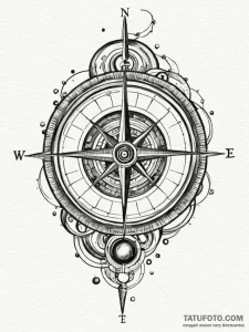 Tattoo sketch, gravity well compass, a styliz... - эскиз тату (№1752463228_0, 14.07.2025 03:20) — Tatufoto.com