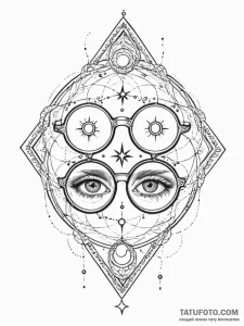Tattoo sketch, star-gazer's spectacles, a pai... - эскиз тату (№1752463482_0, 14.07.2025 03:24) — Tatufoto.com