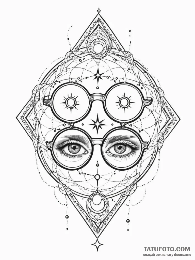 Tattoo sketch, star-gazer's spectacles, a pai... - эскиз тату (№1752463482_0, 14.07.2025 03:24) — Tatufoto.com