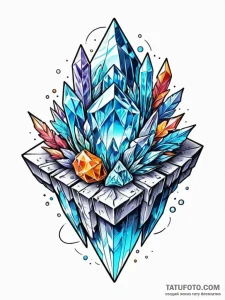 Tattoo sketch, glowing crystal data drive, a... - эскиз тату (№1752463652_0, 14.07.2025 03:27) — Tatufoto.com