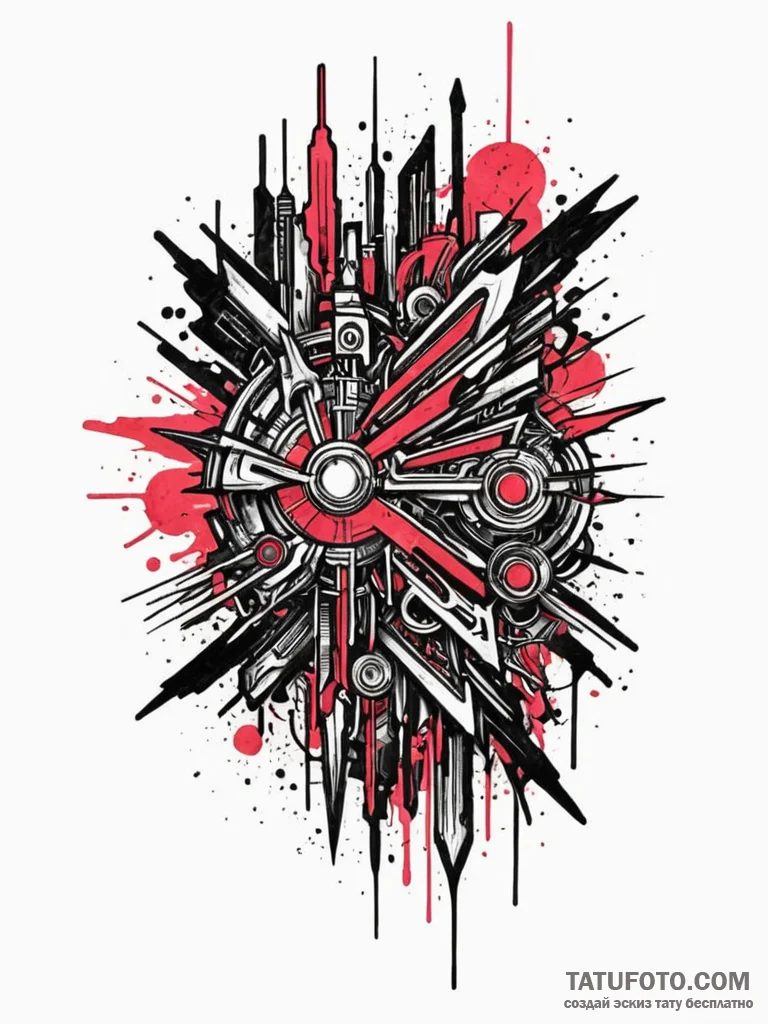 Tattoo sketch, futuristic graffiti art, a vib... - эскиз тату (№1752463906_0, 14.07.2025 03:31) — Tatufoto.com