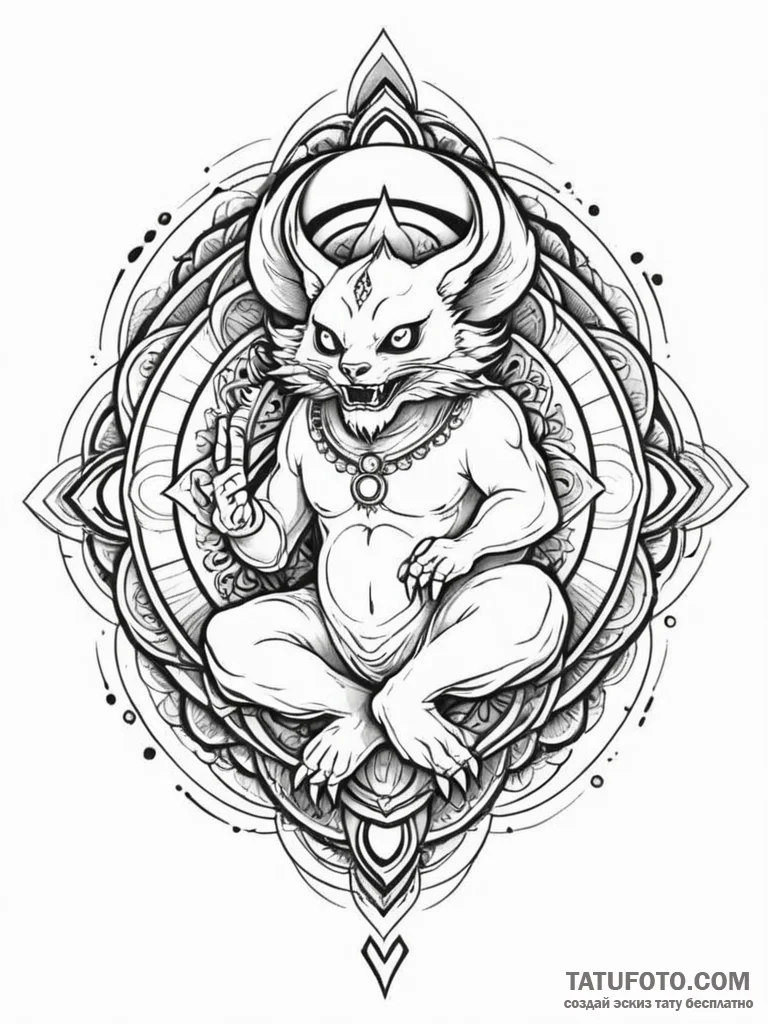 Tattoo sketch, yokai, digital manifestation,... - эскиз тату (№1752464156_0, 14.07.2025 03:35) — Tatufoto.com