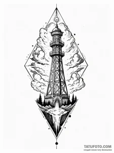 Tattoo sketch, uplink tower to the subconscio... - эскиз тату (№1752464412_0, 14.07.2025 03:40) — Tatufoto.com