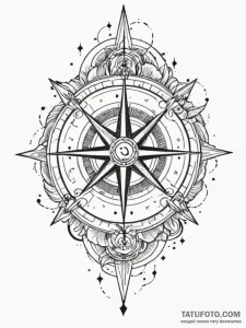 Tattoo sketch, galactic compass rose, a tradi... - эскиз тату (№1752464667_0, 14.07.2025 03:44) — Tatufoto.com