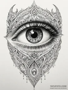 Tattoo sketch, enigmatic eye of ai, a highly... - эскиз тату (№1752465092_0, 14.07.2025 03:51) — Tatufoto.com