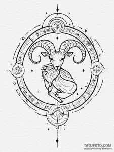 Tattoo sketch, zodiac glyph, ethereal glow, a... - эскиз тату (№1752465177_0, 14.07.2025 03:52) — Tatufoto.com
