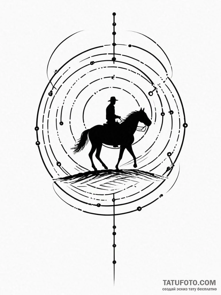 Tattoo sketch, nomad's data trail, a lone fig... - эскиз тату (№1752465262_0, 14.07.2025 03:54) — Tatufoto.com
