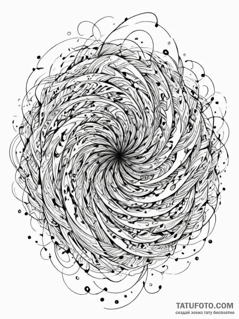 Tattoo sketch, vortex of voices (auditory abs… — эскиз тату (№1752465432_0, 14.07.2025 03:57) — Tatufoto.com