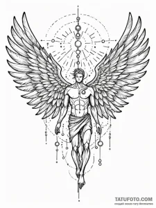 Tattoo sketch, icarus of information, a styli... - эскиз тату (№1752465852_0, 14.07.2025 04:04) — Tatufoto.com