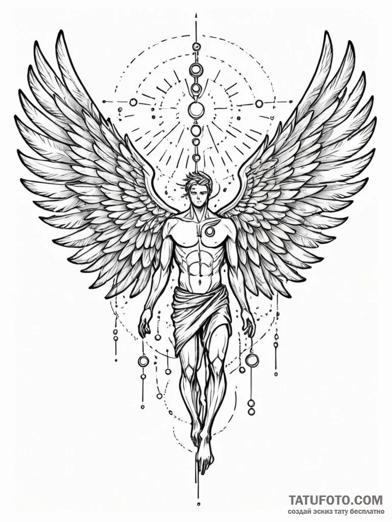 Tattoo sketch, icarus of information, a styli... - эскиз тату (№1752465852_0, 14.07.2025 04:04) — Tatufoto.com