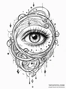 Tattoo sketch, hidden truth in chaos, a swirl... - эскиз тату (№1752465936_0, 14.07.2025 04:05) — Tatufoto.com