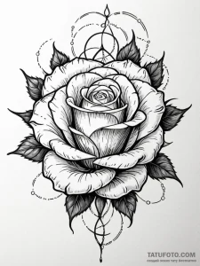 Tattoo sketch, radiant rose, thorny code, a b... - эскиз тату (№1752466359_0, 14.07.2025 04:12) — Tatufoto.com