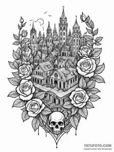 Tattoo sketch, board game pieces scattered to... - эскиз тату (№1752466442_0, 14.07.2025 04:14) — Tatufoto.com