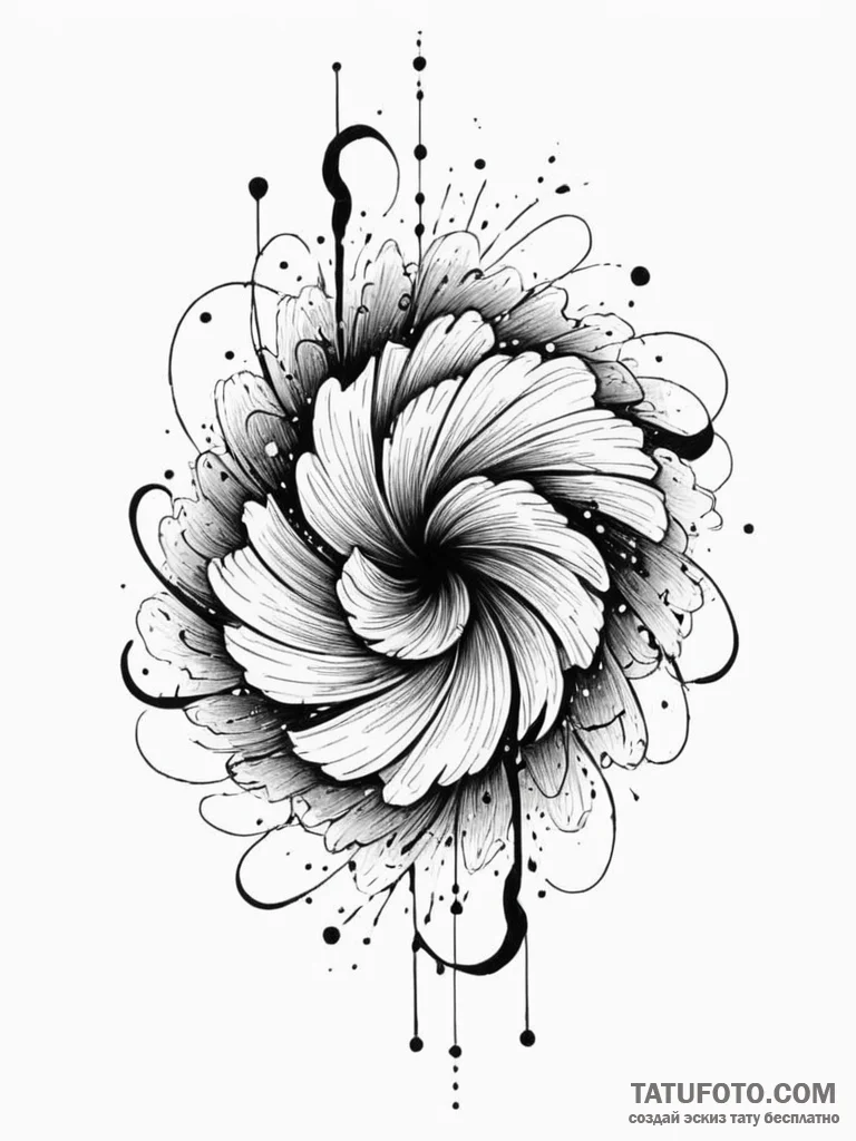 Tattoo sketch, flowing abstract fabric, a pie... - эскиз тату (№1752466524_0, 14.07.2025 04:15) — Tatufoto.com