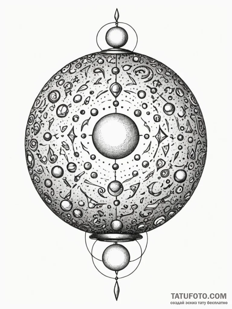 Tattoo sketch, universal translator orb, a cl... - эскиз тату (№1752466609_0, 14.07.2025 04:16) — Tatufoto.com